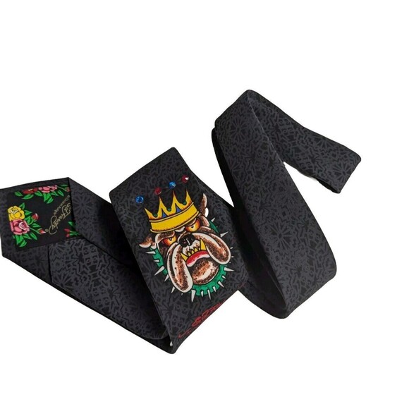 Ed Hardy by Christian Audigier  Bulldog / Crown All Silk Neck Tie - Picture 1 of 8